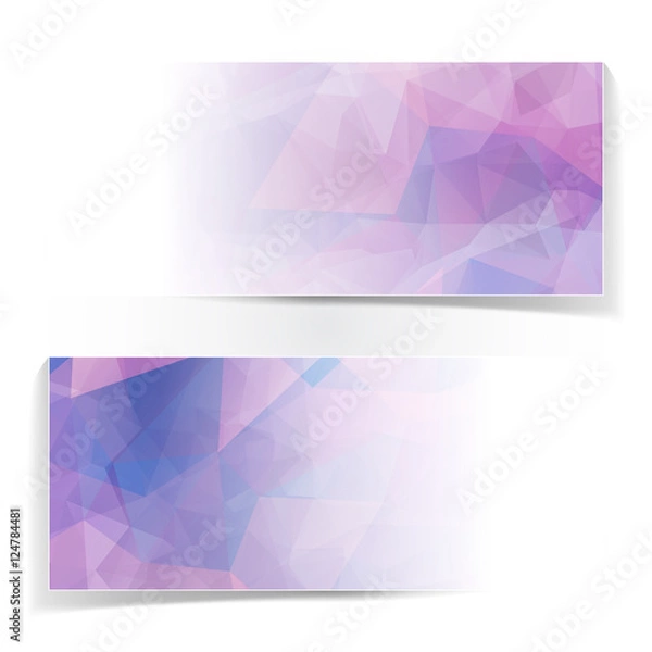 Fototapeta set of Abstract Pink Triangular Polygonal vector headers