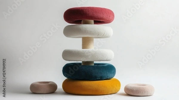Obraz Stacked velvet rings, studio, minimalist, toy, decor, design