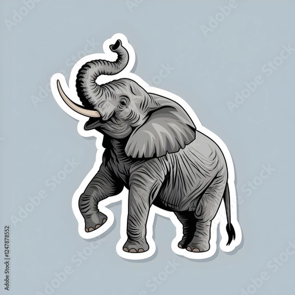 Fototapeta Cute elephant sticker design featuring a playful pose and stylized details on a light background. Generative AI