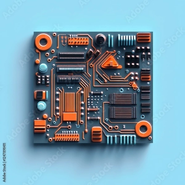 Obraz Colorful Circuit Board Design with Diverse Components and Shapes