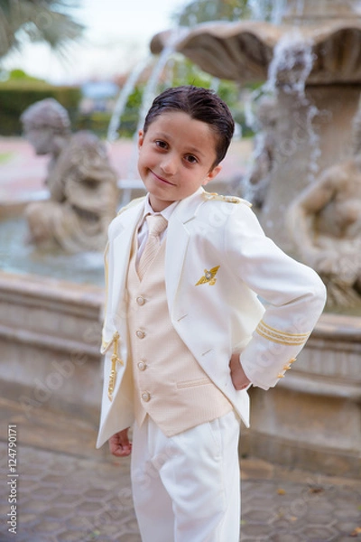 Obraz Young First Communion boy smiling looking at camera