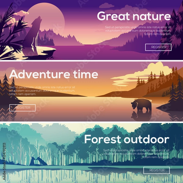 Obraz Design illustration for web design development. Landscape with a