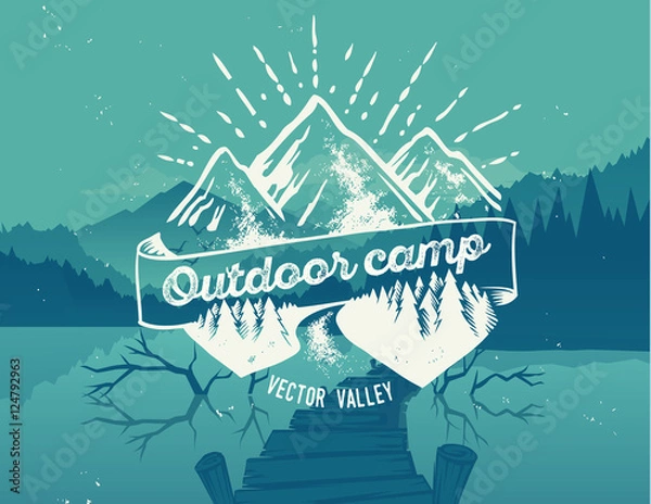 Obraz Outdoor camp typography design on vector valley