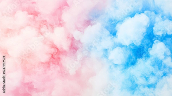 Fototapeta Soft pink and blue clouds create dreamy abstract background