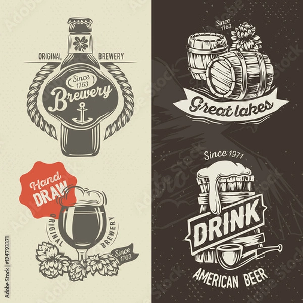 Obraz Hand draw brewery labels