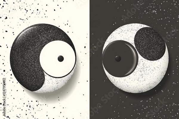 Fototapeta Yin Yang balance, design, abstract, background, graphic