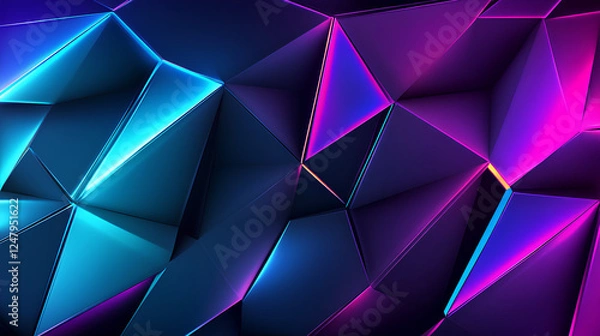 Fototapeta ネオン輝く未来的な3Dジオメトリ12