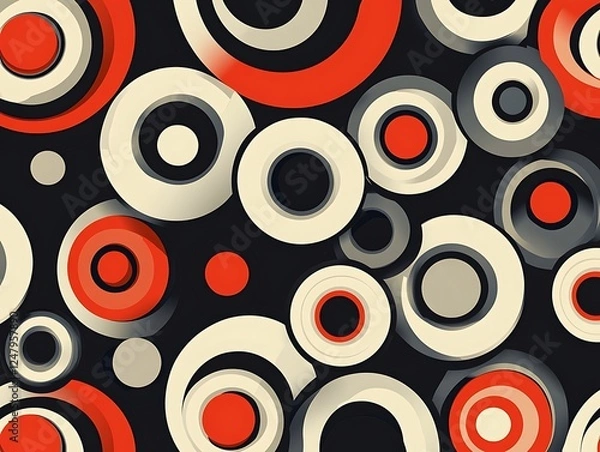 Fototapeta Abstract circles pattern, dark background
