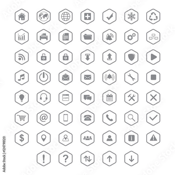 Fototapeta set flat icon hexagon