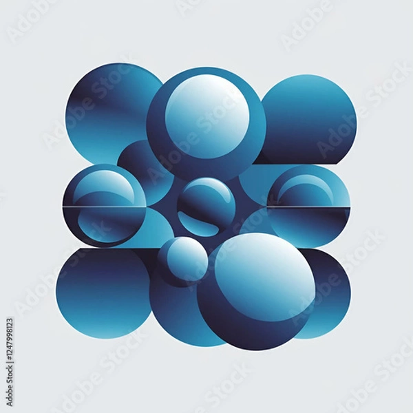 Fototapeta Set of spheres. Abstract geometric design. Vector illustration made of various overlapping elements. Applicable for banners, placards, posters or flyers.