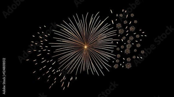 Fototapeta Perfect for parties and events, this golden fireworks show dazzles the audience.