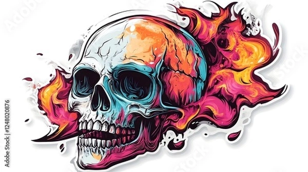 Obraz Fiery Skull Depicting Intense Energy and Dynamism