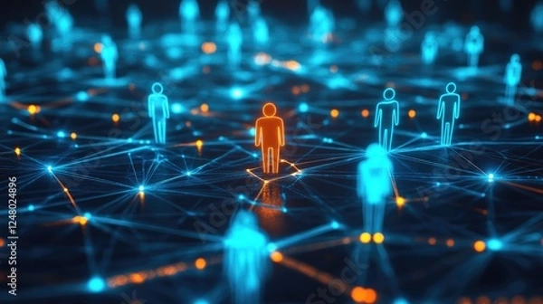 Fototapeta Digital Network of Interconnected People
