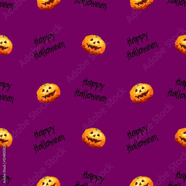 Fototapeta 8bit pumpkin Halloween pattern