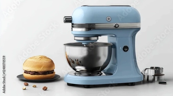 Fototapeta Blue stand mixer baking burger studio shot