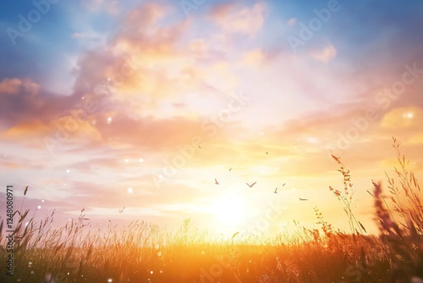 Obraz sunset over grass