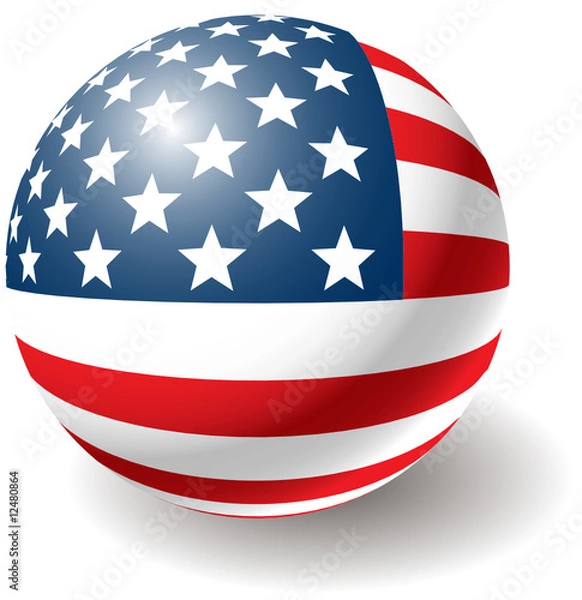 Obraz USA flag texture on ball. Design element. Vector illustration.