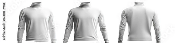 Fototapeta A man wearing a long sleeved shirt in three different poses
