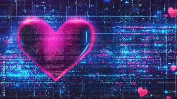Fototapeta Digital heart design with vibrant colors.