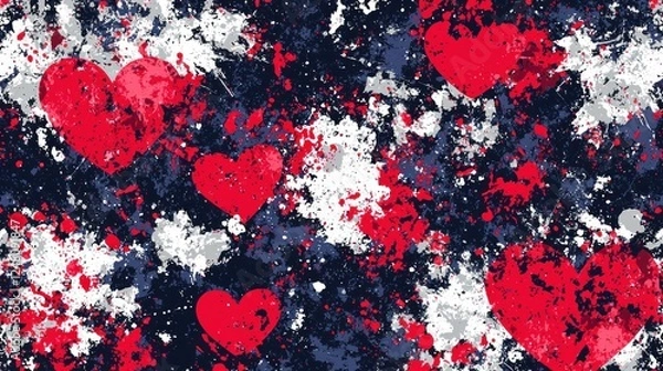 Fototapeta Colorful hearts on a textured background.