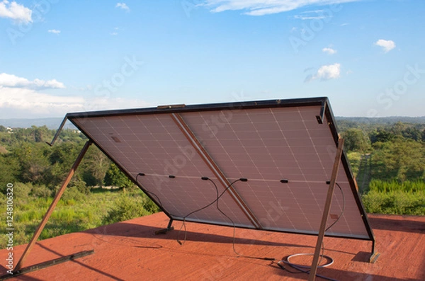 Obraz solar panels installed in the field