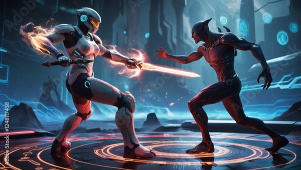Obraz Futuristic Battle Scene, Sci-Fi Fight