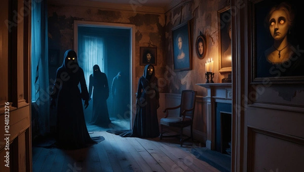 Obraz Vampire Family in Elegant Room
