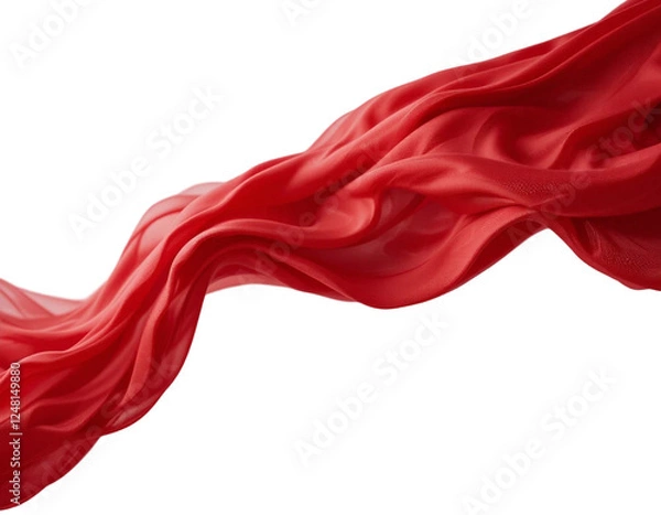Fototapeta A flowing red fabric against a transparant background