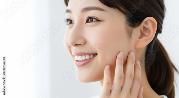 Fototapeta 白い歯を見せる女性　ビューティー