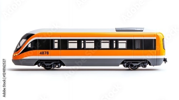 Fototapeta Modern High Speed Passenger Train on White Background, Generative AI.