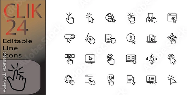 Fototapeta clik icon set cannot be edited already expanded and merged