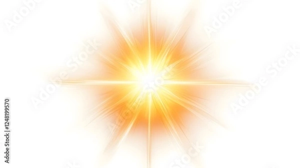 Obraz Glowing golden star casting a soft radiant halo of light perfectly centered on a clean white background  This ethereal cosmic image evokes a sense of serenity and elegance