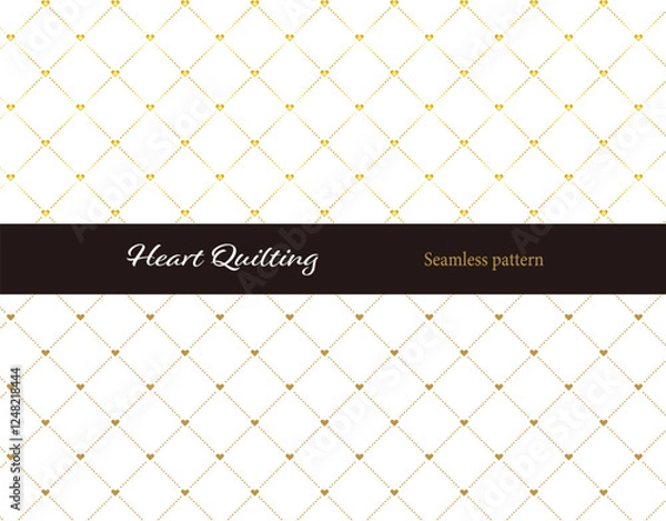 Fototapeta シームレスなハートのキルトの背景イラスト素材 ベクター パターン柄 バレンタイン素材