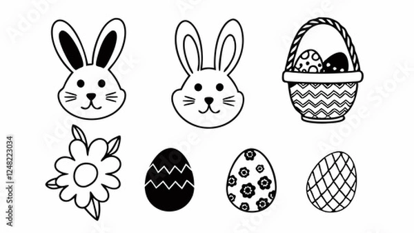 Fototapeta Easter Vector, Happy Easter Vector, Easter Silhouette Vector, Bunny Vector, Easter Elemet