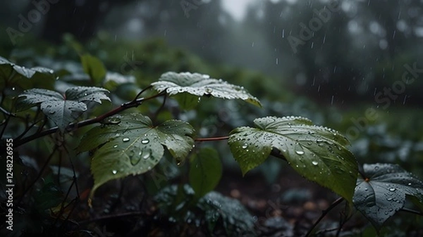 Obraz rain on the branches