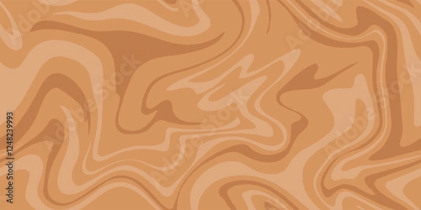 Obraz Beige brown marble acrylic swirl seamless pattern. Coffee latte, caramel, ice cream, peanut butter texture. 1970s trippy psychedelic waves print background.