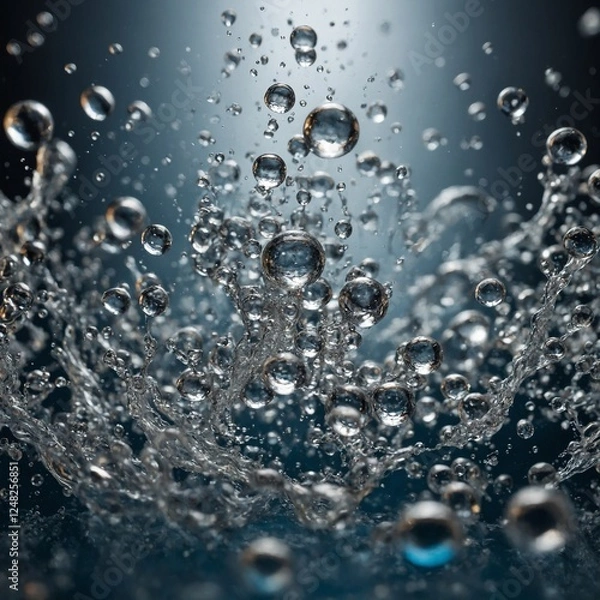 Fototapeta A mesmerizing shot of tiny vodka bubbles rising through an ultra-clear liquid in slow motion.