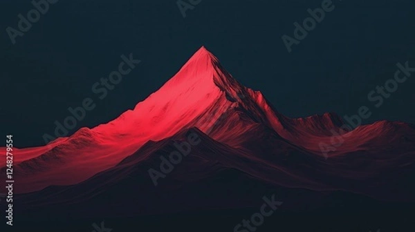 Fototapeta Minimalist red mountain with gradient sky.