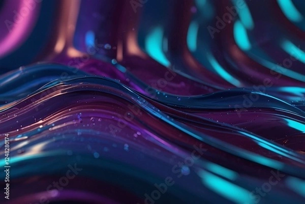 Fototapeta Realistic shiny texture of slime of rich blue and purple hues. Side view close-up. Horizontal illustration.
