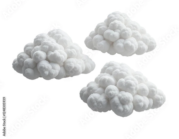 Fototapeta  Collection of random shapes of abstract clouds. Cumulus different views clip art isolated on white background