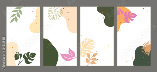 Fototapeta Summer background clipart poster set. Summer frame design with white abstract background template clip art for card tags and flyers vector illustration.
