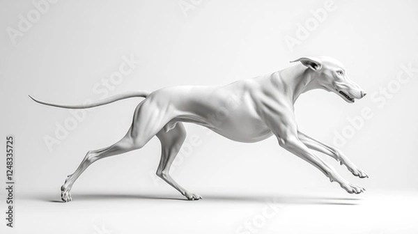Fototapeta Elegant Greyhound in Motion on a Minimalist Background