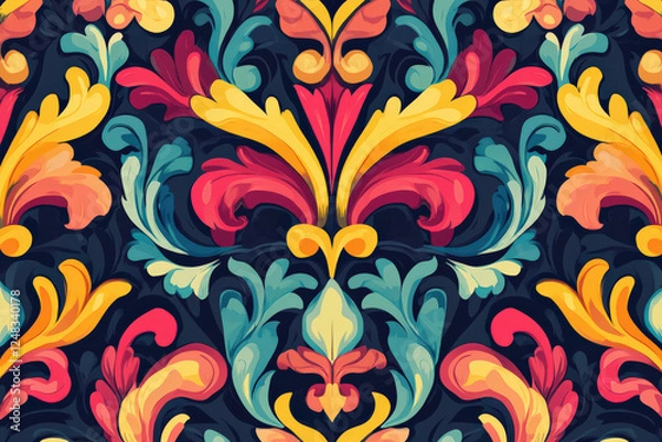 Obraz Vibrant colorful vintage pattern radiates retro vibes