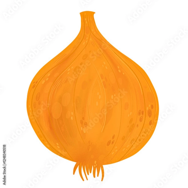 Fototapeta Raster illustration of a onion on a white background. Modern fashion illustration for cafes, restaurants, menus, fabrics, websites