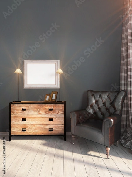 Fototapeta Modern bright interior . 3D render