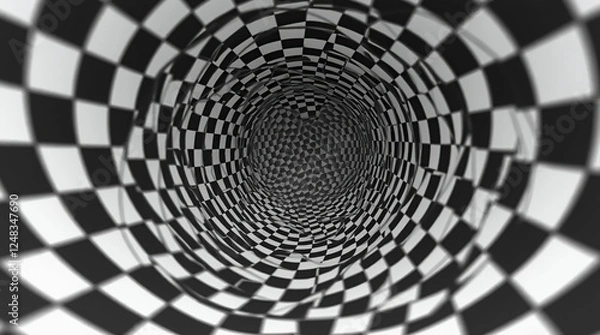 Fototapeta Abstract checkered tunnel background.