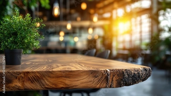 Fototapeta Bright and Airy Modern Conference Room with Large Glass Windows Wooden Furniture and Cozy Lighting Setup for Collaborative Work Meetings Presentations and Discussions