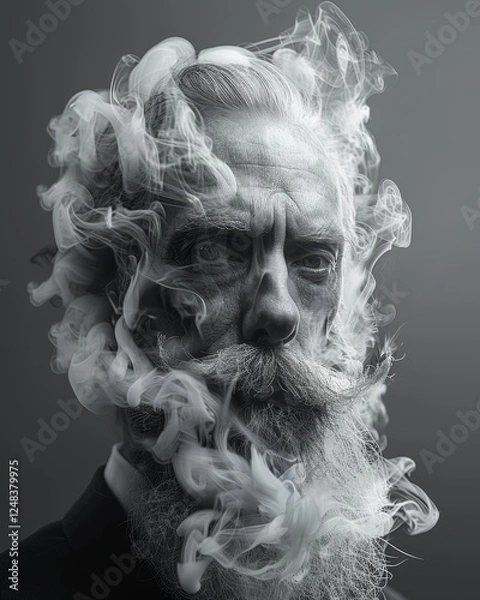 Fototapeta Businessman overwhelmed by thoughts  a visual representation of overthinking and stress