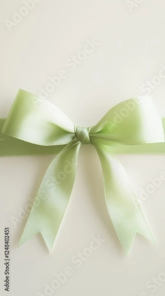 Fototapeta Elegant Light Green Bow on Neutral Background
