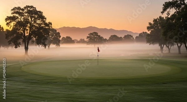 Obraz Misty Golf Course at Sunrise